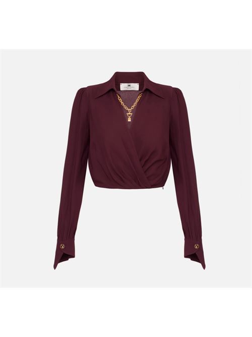 CAMICIA CON DETTAGLIO GIOIELLO ELISABETTA FRANCHI | CAT0256E2EA4 Merlot